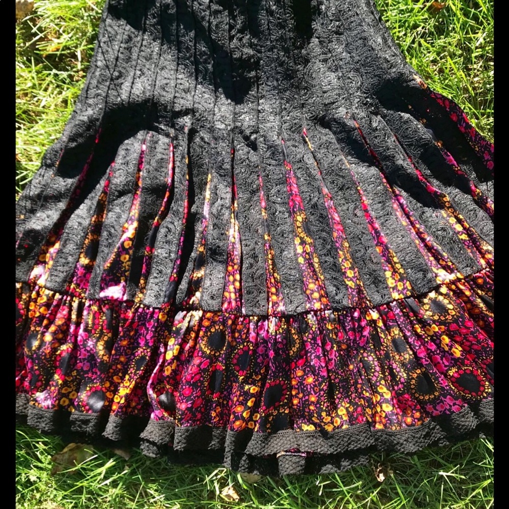Free People Pleated Silk & Lace Skirt, Small - Picture 1 of 8